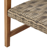 Christopher Knight Home Hampton Outdoor Mid-Century Wicker Club Chairs with Acacia Wood Frame, 2-Pcs Set, Natural Stained / Grey